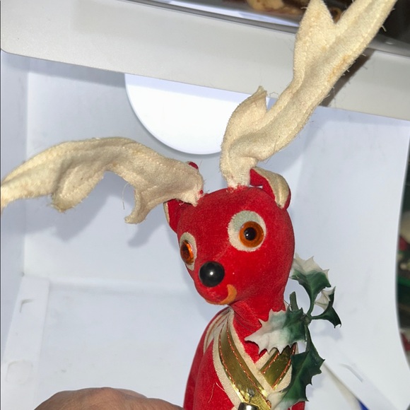 Vintage (50’s)Festive  Red Reindeer with Gold Accents. - Picture 7 of 7
